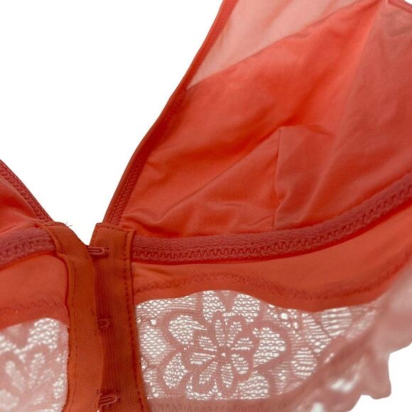 Aerie Bralette XS Front Closure Lace Bra Pink Wireless Un-Padded Sexy Romantic - Picture 8 of 9